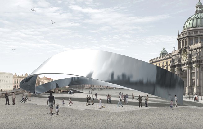 Wettbewerb mit Luis Mola: Einheitsdenkmal – Möbiusband (Quelle: Mola Winkelmüller Architekten)