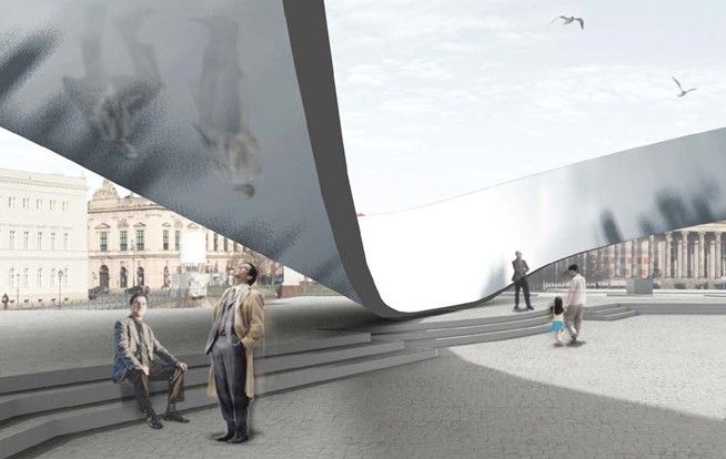 Wettbewerb mit Luis Mola: Einheitsdenkmal – Möbiusband (Quelle: Mola Winkelmüller Architekten)